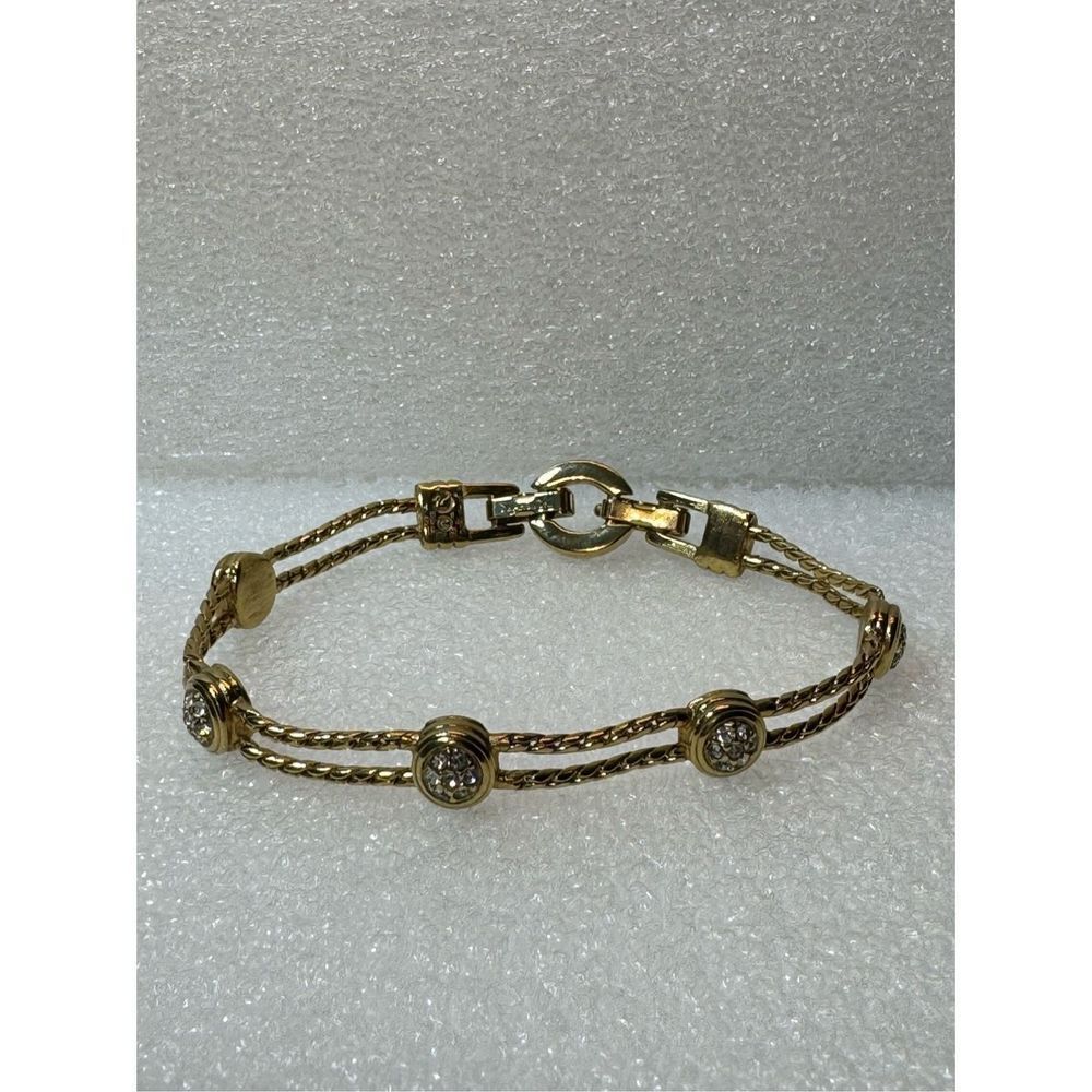 Signed Swarovski Gold Tone Crystal Bracelet